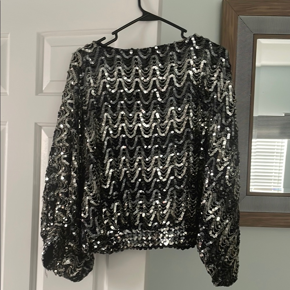 Sequin Black and Silver Blouse